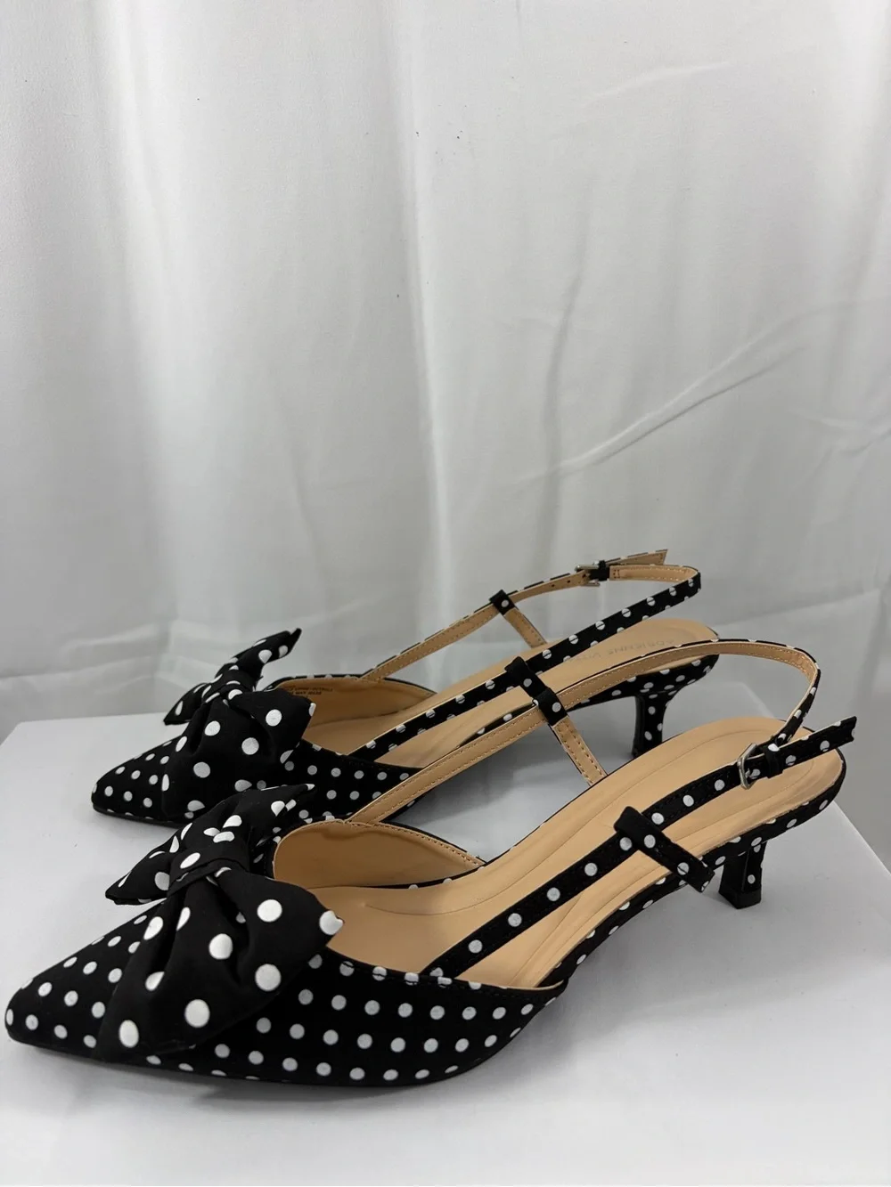 NWT Adrienne Vittadini Women’s Size 10 Black and White Polka Dot Pump Heels